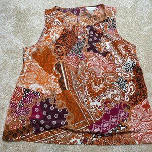 CJ Banks Vibrant Paisley Sleeveless Blouse